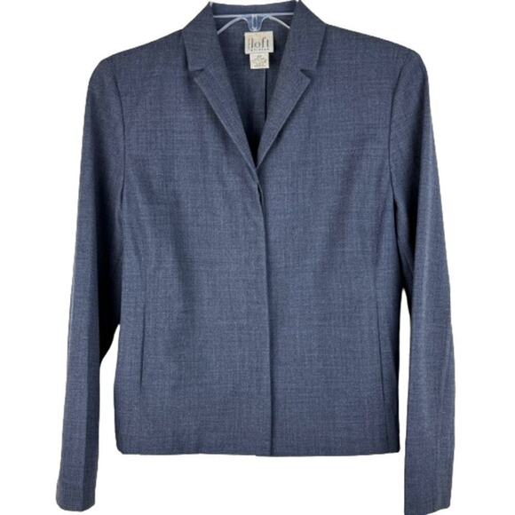 Ann Taylor Loft Stretch Grayish Blue Career Front Buttons Women’s Blazer Size 4P - Picture 7 of 7